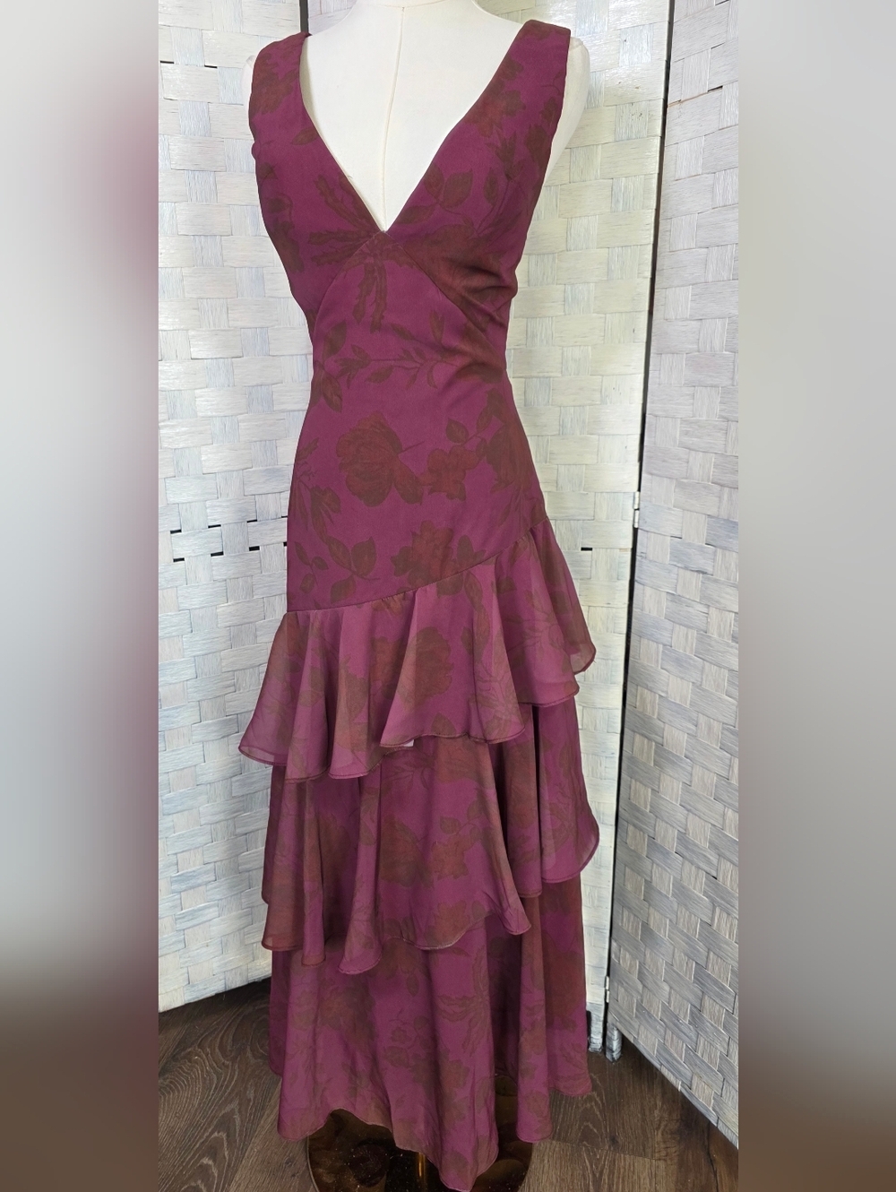 Plum Halter Ruffled Maxi Dress - Picture 11 of 13